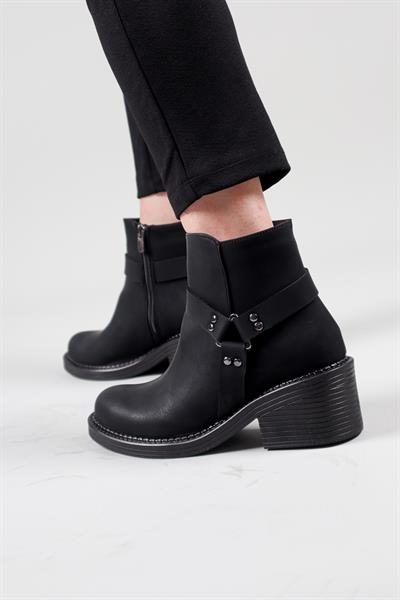 ANETA Fermuarlı Kısa Kadın Bot SİYAH