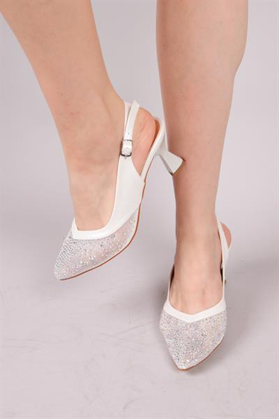 AOSTA Taşlı Topuklu Ayakkabı SEDEF