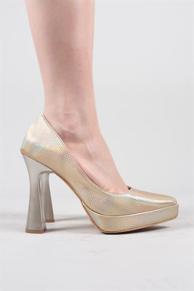 ASH Platform Topuklu Arkası Kapalı Stiletto GOLD