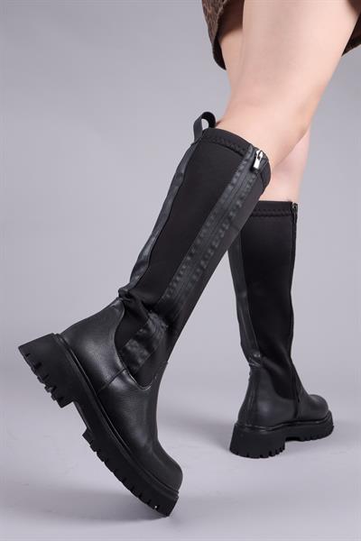 ASTEN Genişletilebilir Fermuarlı Strech Çizme SİYAH 