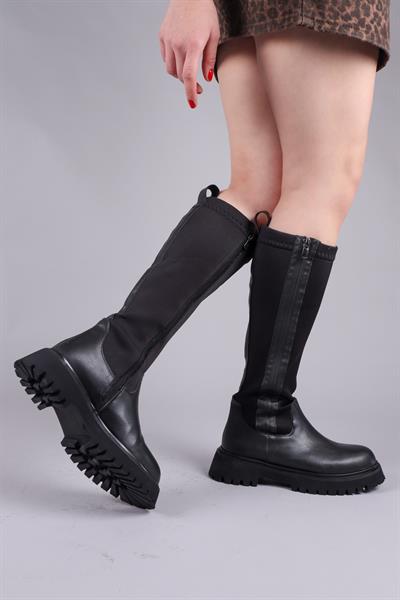 ASTEN Genişletilebilir Fermuarlı Strech Çizme SİYAH 