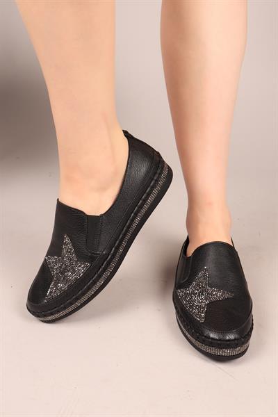 ASTRAL Yıldız Taşlı Lastikli Sneakers SİYAH