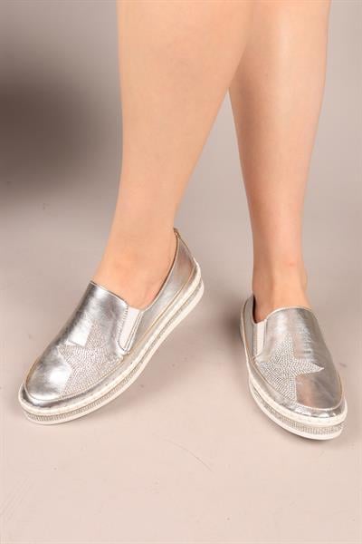 ASTRAL Yıldız Taşlı Lastikli Sneakers GÜMÜŞ