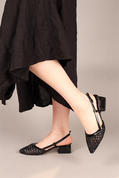 AURORA  Alçak Topuklu Örgü Stiletto SİYAH