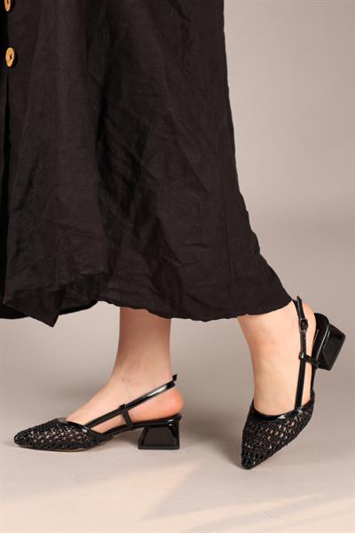 AURORA  Alçak Topuklu Örgü Stiletto SİYAH