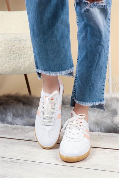 Bağcıklı İnce Taban Sneakers PUDRA