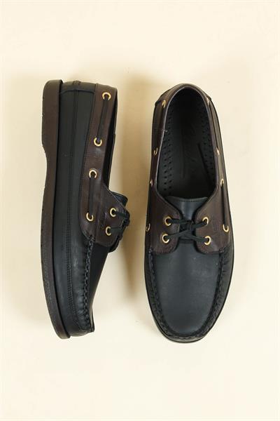 Bağcıklı Saraçlı Erkek Marine Ayakkabı SİYAH