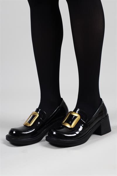 BEATRİZ Tokalı Rugan Topuklu Ayakkabı SİYAH