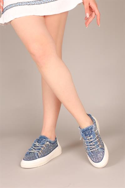 BİANCA Çok Taşlı Kot Sneakers LACİVERT