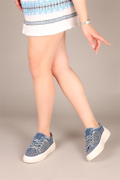 BİANCA Çok Taşlı Kot Sneakers LACİVERT