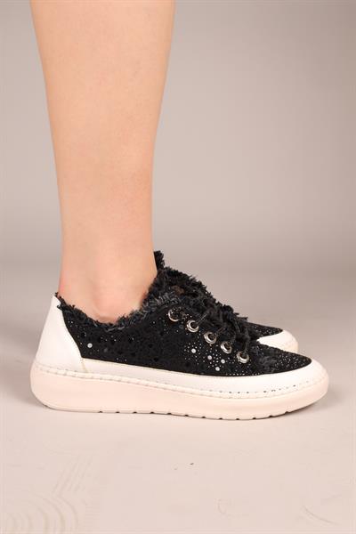 BİANCA Çok Taşlı Kot Sneakers SİYAH