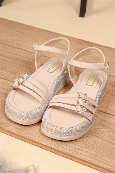 Bilek Bağlı Tabanı Taşlı Sandalet TEN