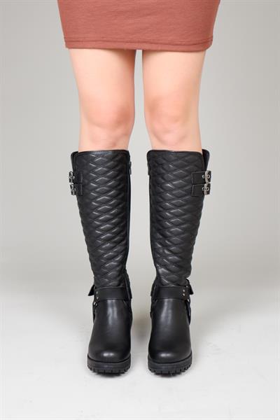 BLODWEN Kapitoneli Çizme SİYAH