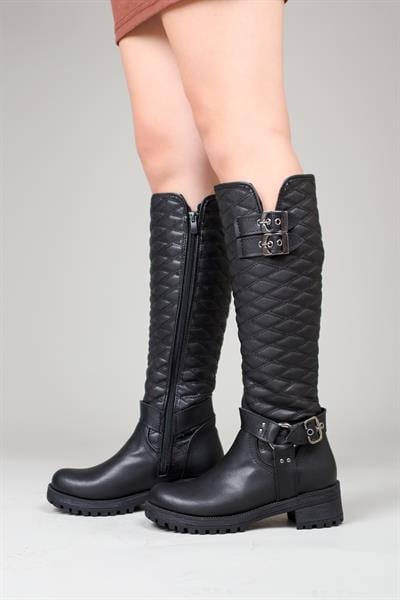 BLODWEN Kapitoneli Çizme SİYAH