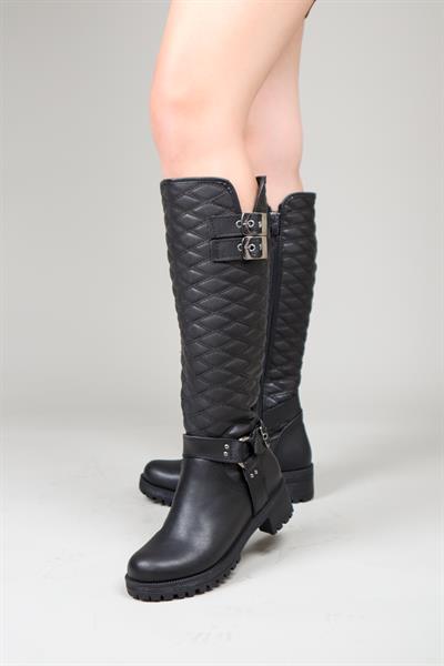 BLODWEN Kapitoneli Çizme SİYAH