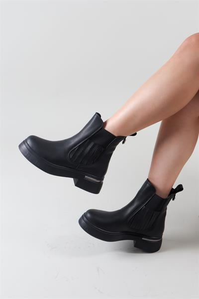 BOYANA Lastikli Kadın Bot SİYAH