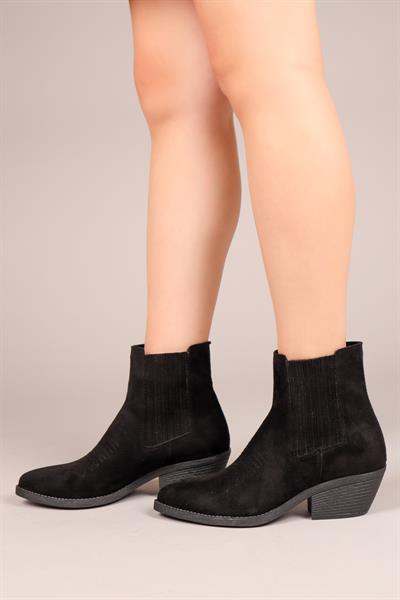 BOZHENA Lastikli Western Bot SİYAH