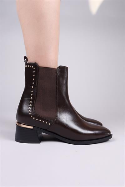 BRUCE Trok ve Lastik Detaylı Topuklu Bot KAHVERENGİ