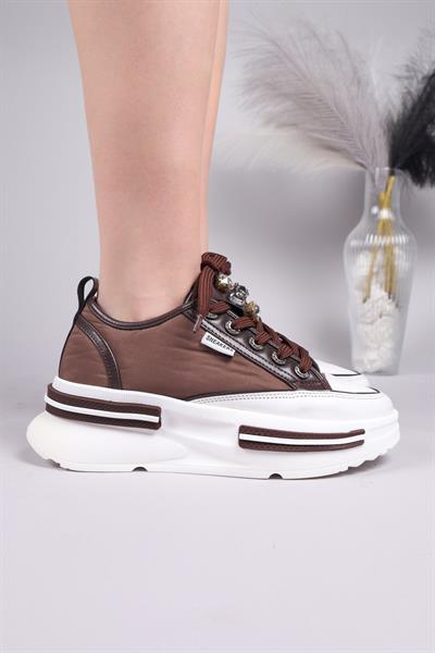 BURREL Cilt Garnili Kalın Tabanlı Paraşüt Sneakers KAHVERENGİ