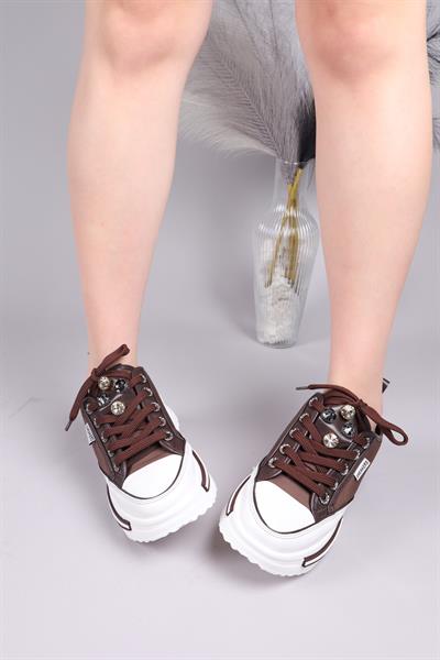 BURREL Cilt Garnili Kalın Tabanlı Paraşüt Sneakers KAHVERENGİ