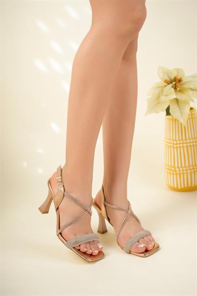 Çapraz Taşlı Topuklu Ayakkabı ROSE