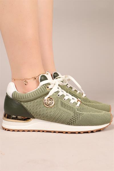 CHOCCY Hakiki Deri Garnili Triko Sneakers YEŞİL