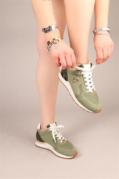 CHOCCY Hakiki Deri Garnili Triko Sneakers YEŞİL