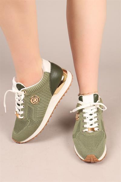 CHOCCY Hakiki Deri Garnili Triko Sneakers YEŞİL