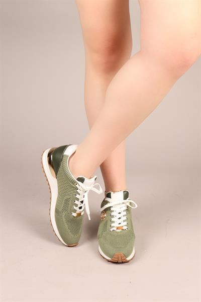 CHOCCY Hakiki Deri Garnili Triko Sneakers YEŞİL