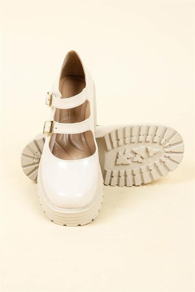 Çift Kemer Aksesuarlı Rugan Loafer TEN