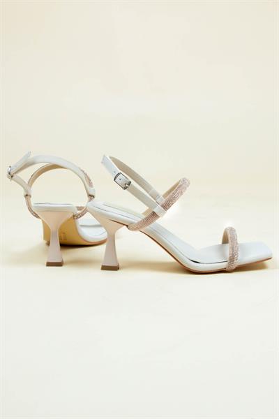 Çift Taşlı Topuklu Ayakkabı BEJ