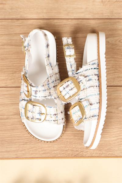 Çift Tokalı Tüvit Sandalet BEYAZ