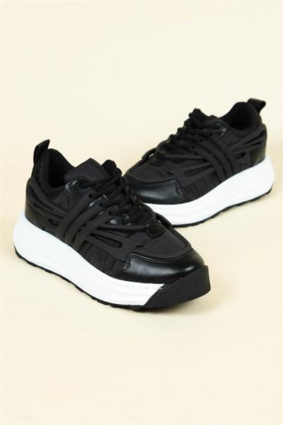 Cilt Garnili Paraşüt Spor Ayakkabı SİYAH