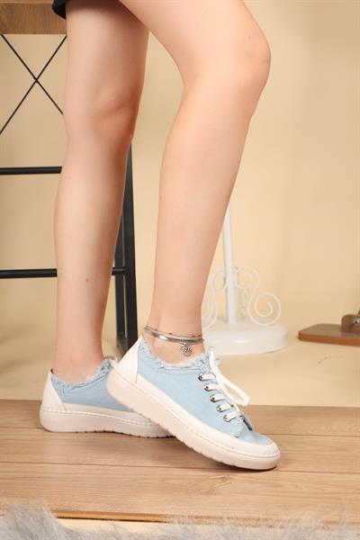 Cilt-Kot Garnili Sneakers AÇIK KOT