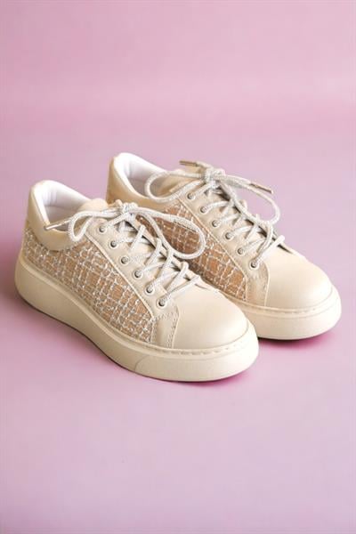 Cilt-Tekstil Garnili Sneakers BEJ