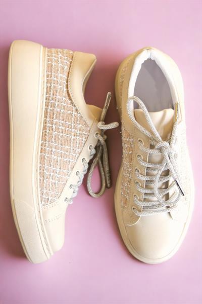Cilt-Tekstil Garnili Sneakers BEJ