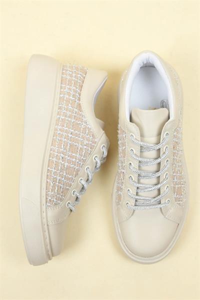 Cilt-Tekstil Garnili Sneakers BEJ