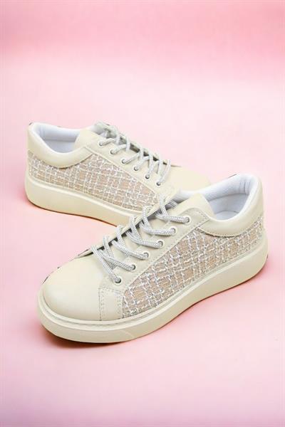 Cilt-Tekstil Garnili Sneakers BEJ