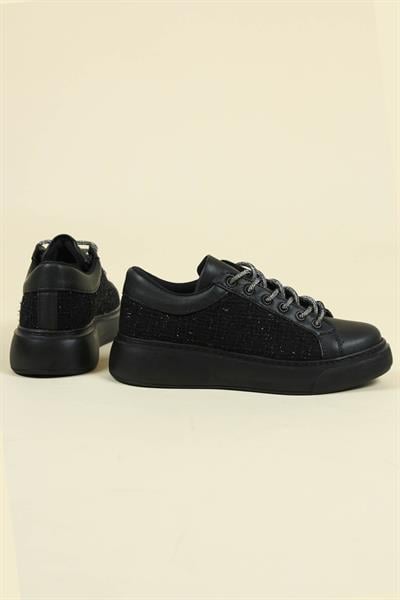 Cilt-Tekstil Garnili Sneakers SİYAH