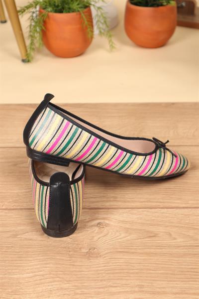 Çizgi Baskılı Babet  SİYAH