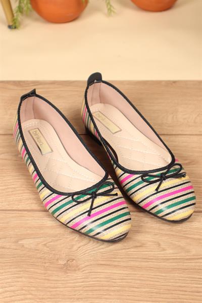 Çizgi Baskılı Babet  SİYAH