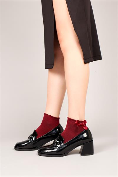 DACE Kroko Garnili Topuklu Ayakkabı SİYAH