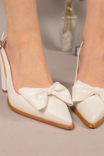 DAİSY Fiyonklu Topuklu Ayakkabı BEYAZ