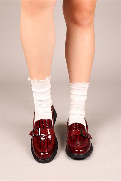 DARİA Kroko Garnili Tokalı Loafer BORDO