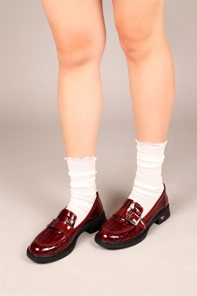 DARİA Kroko Garnili Tokalı Loafer BORDO