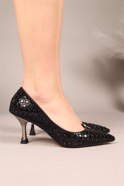 DEİMOS Komple Taşlı Stiletto SİYAH