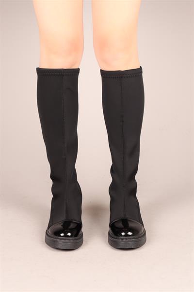 DEİRDRE Rugan Garnili Strech Çizme SİYAH