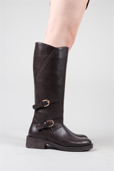 DENA Çift Kemer Aksesuarlı Çizme KAHVERENGİ