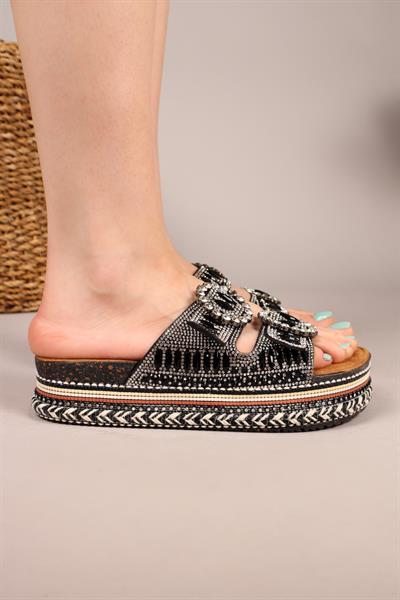 DİAMOND Taşlı Terlik SİYAH