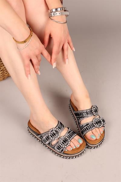 DİAMOND Taşlı Terlik SİYAH